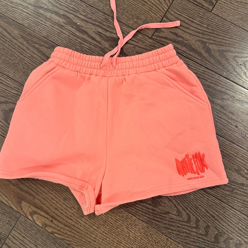 White fox pink sweat shorts